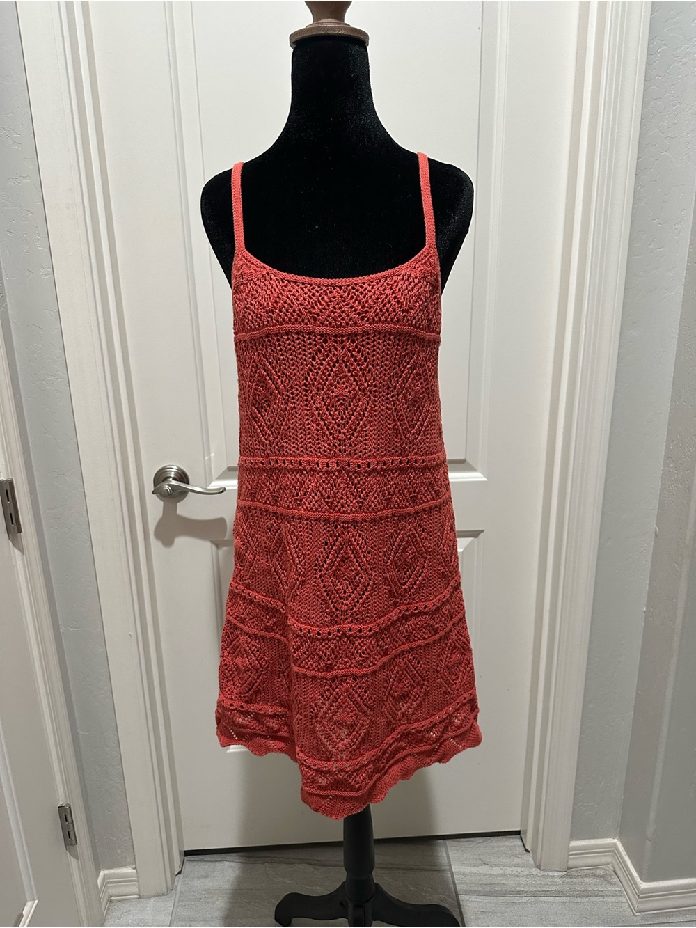 a new day Coral Crochet Swim Cover-Up Dress